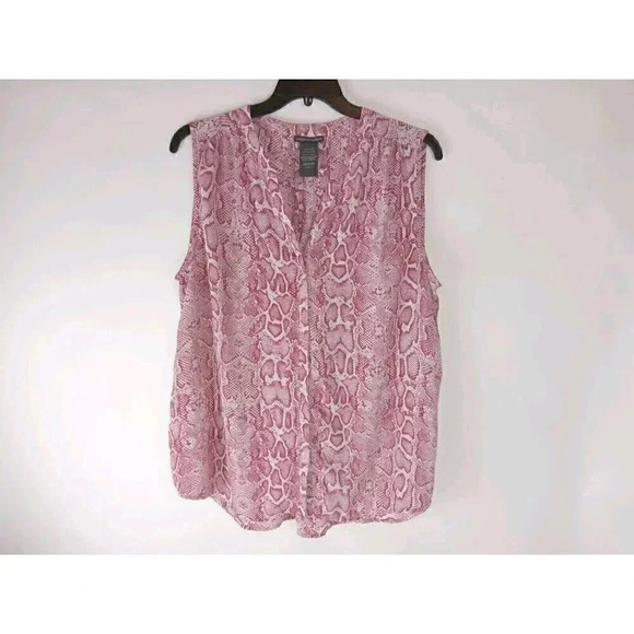 Chelsea and Theodore Women's V-NECK Red Animal Print Sleeveless  Top  Sz XXL - Picture 1 of 9